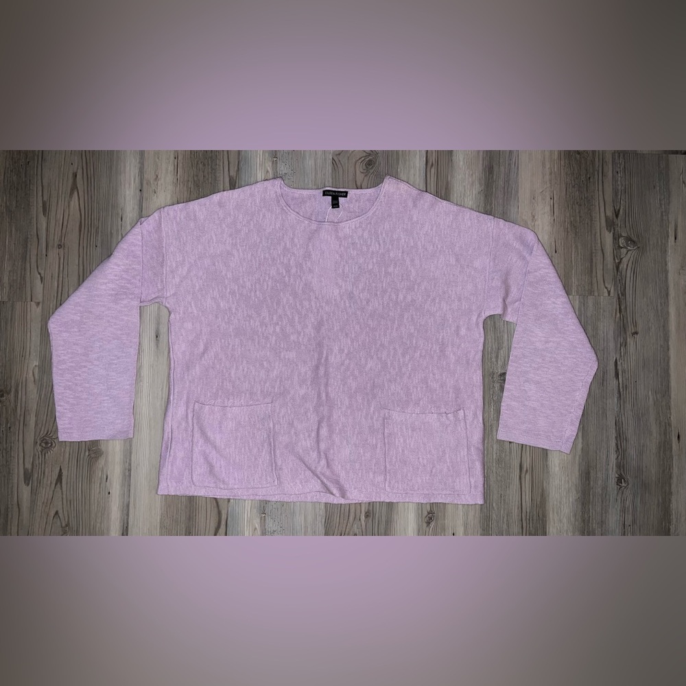 Eileen Fisher Medium Malow Organic Linen Cotton Slub Box Top Lavender New